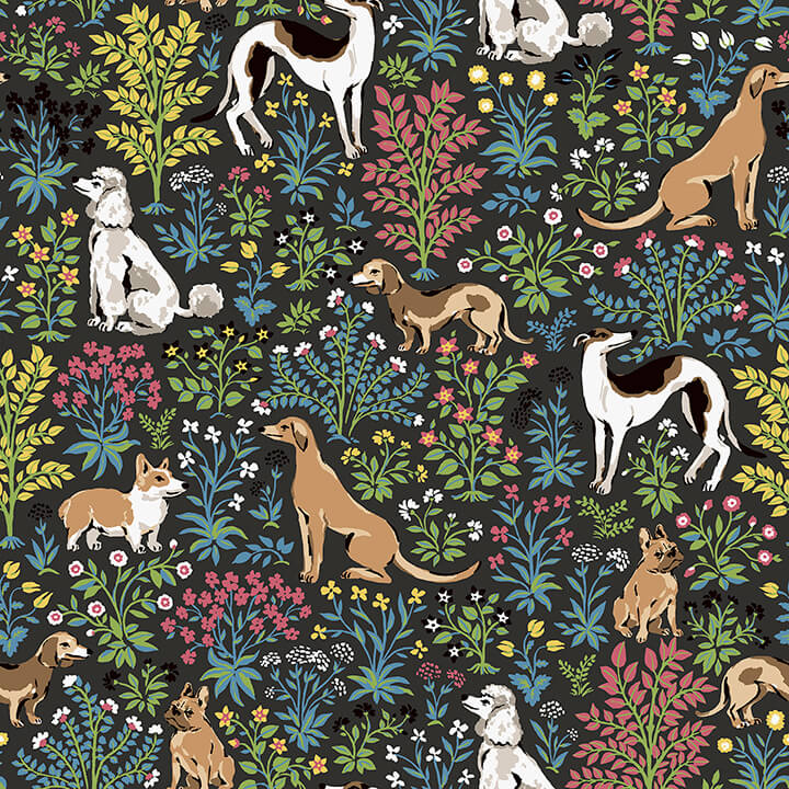Must Love Dogs Charcoal Peel and Stick Wallpaper