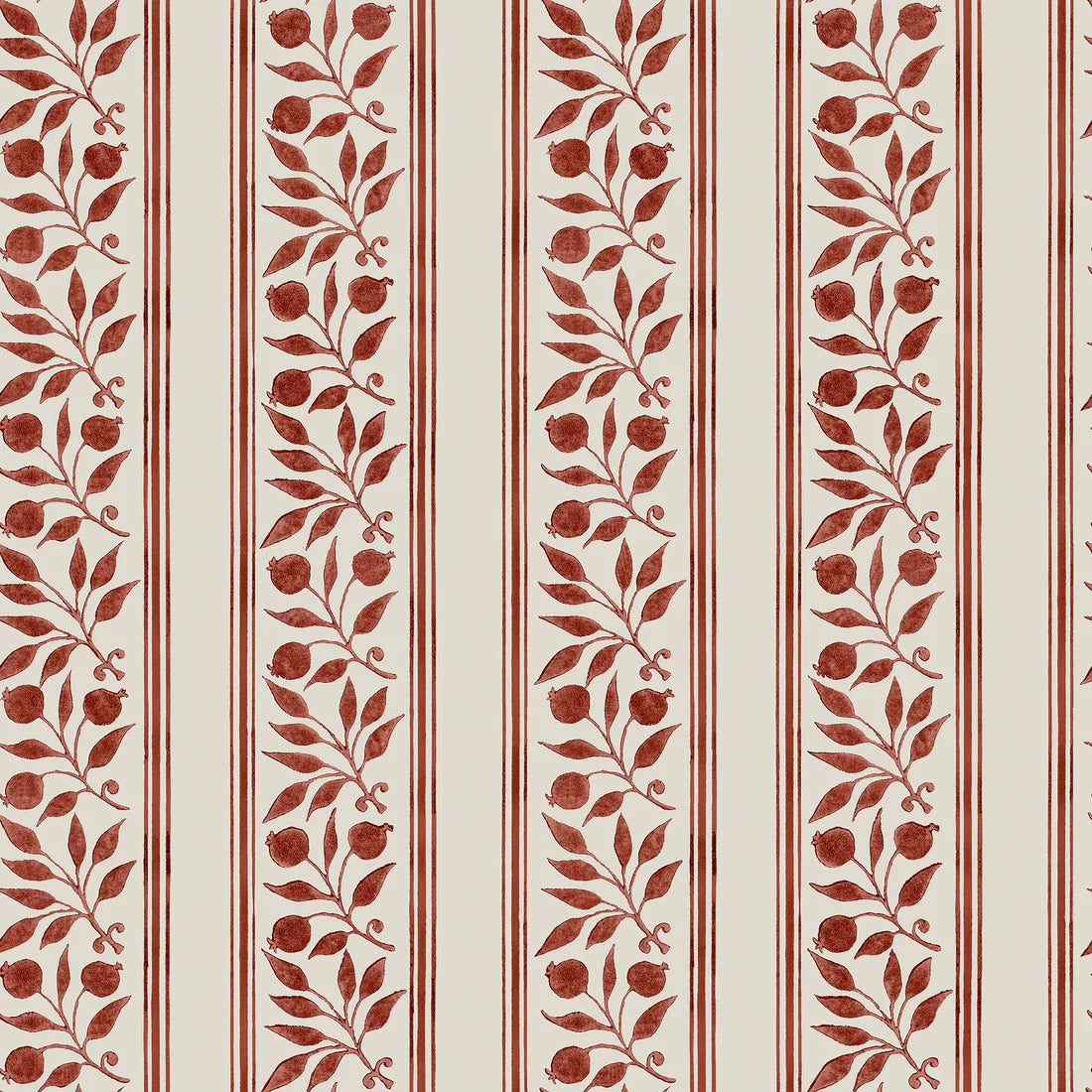 Morris&Co. Rosehip Stripe Boughs Peel and Stick Wallpaper