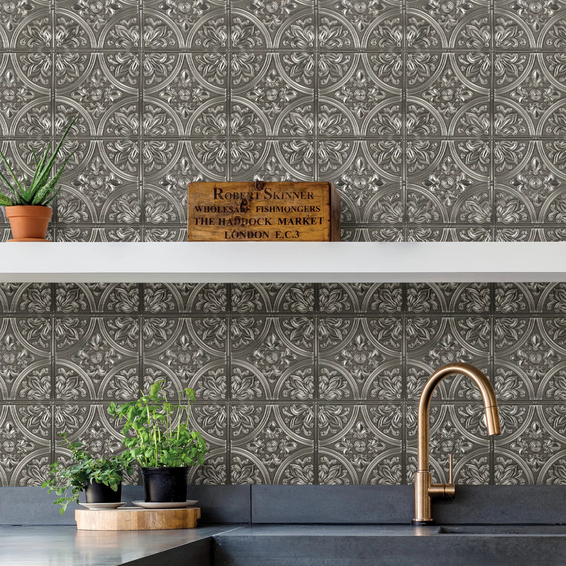 Chelsea Faux Metallic Tiles Peel and Stick Tiles
